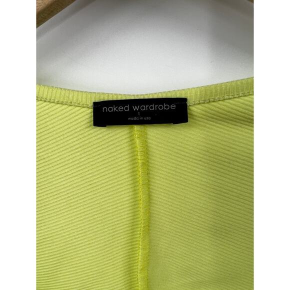 Naked Wardrobe Womens Lightweight Crop Top Stretch Yellow Size Large - Picture 2 of 6